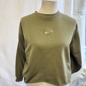 Nike Women's Olive Green Sweatshirt‎ silver center swoosh size large